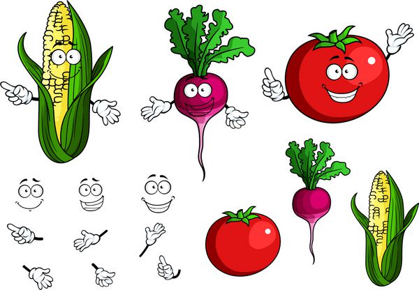 شخصیت های کارتونی خنده دار میوه ها و سبزیجات