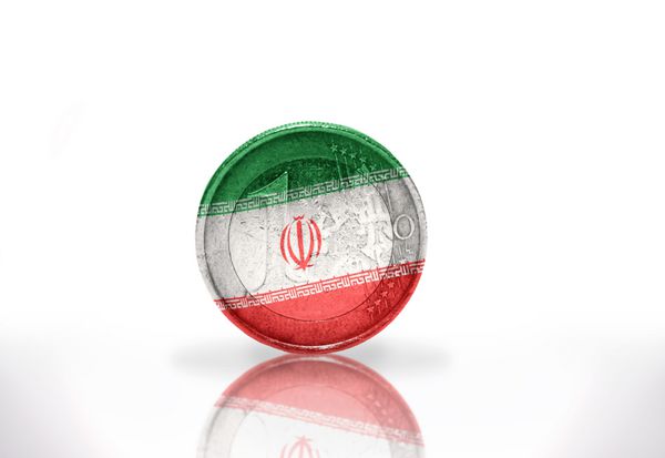 سکه یورو با پرچم ایران در زمینه سفید
