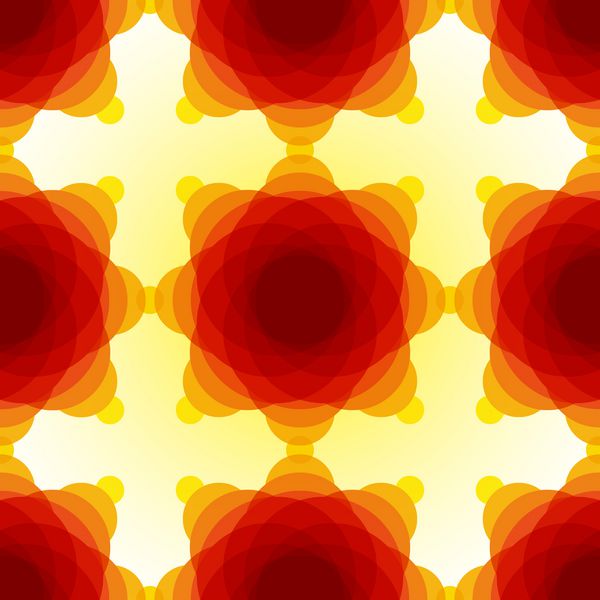 دایره های زرد نارنجی و قرمز مخلوط شده در زمینه زرد روشن