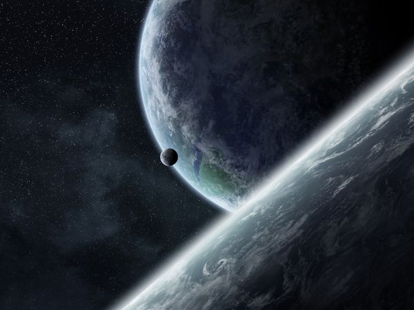 نمای سیارات از فضا در هنگام طلوع خورشید عناصر این تصویر توسط ناسا
