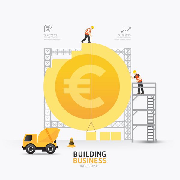 اینفوگرافی کسب و کار طراحی قالب سکه یورو ساخت مفهوم وکتور مفهوم موفقیت طرح گرافیکی یا طراحی وب