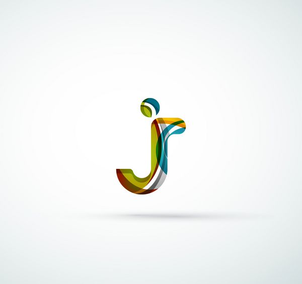 وکتور آرم حروف الفبا ایجاد شده با اشکال هندسی شفاف رنگارنگ امواج و اشکال جاری