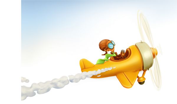 هواپیمای خنده دار وکتور کارتونی جدا شده در زمینه سفید