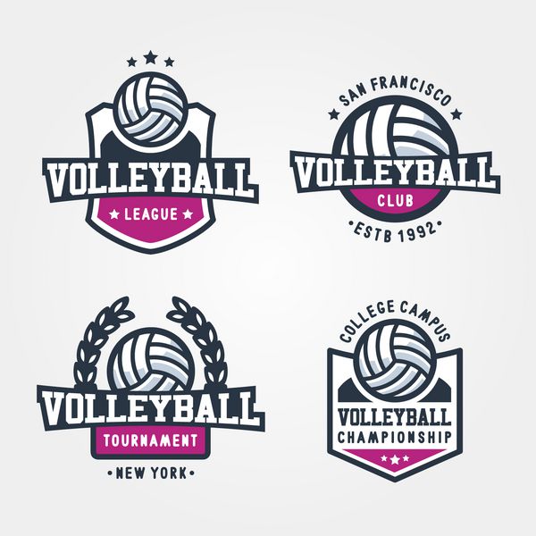 مجموعه ای از الگوهای نشان والیبال گرافیک تی شرت ورزشی