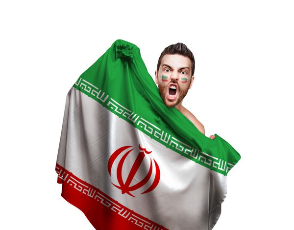 مرد پرچم ایران در دست