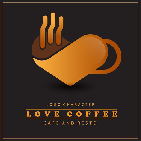 آرم قهوه عشق در مفهوم فنجان قهوه تصویر برداری وکتور Eps10