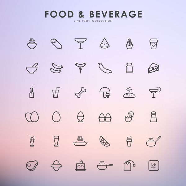 نمادهای خط غذا و نوشیدنی در زمینه گرادیان
