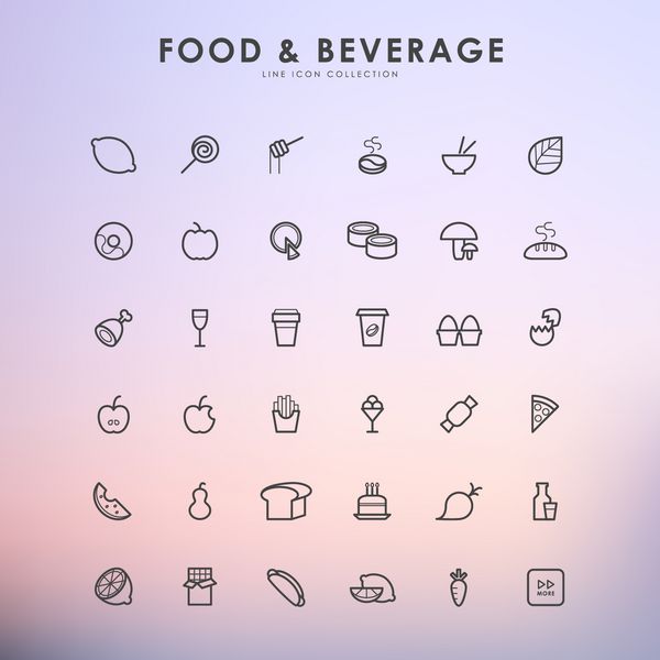 نمادهای کلی غذا و نوشیدنی در زمینه گرادیان