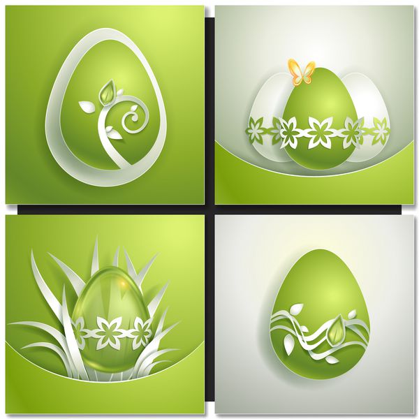 تصویر عید پاک با تخم مرغ سبز تزئینی طراحی کاغذ