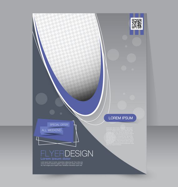 قالب برگه جزوه تجاری پوستر A4 قابل ویرایش برای طراحی آموزش ارائه وب سایت جلد مجله رنگ آبی و خاکستری