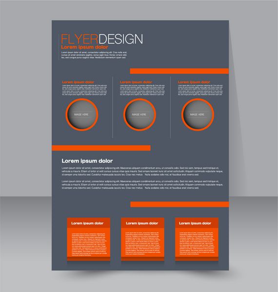 قالب برگه جزوه تجاری پوستر A4 قابل ویرایش برای طراحی آموزش ارائه وب سایت جلد مجله رنگ نارنجی و خاکستری