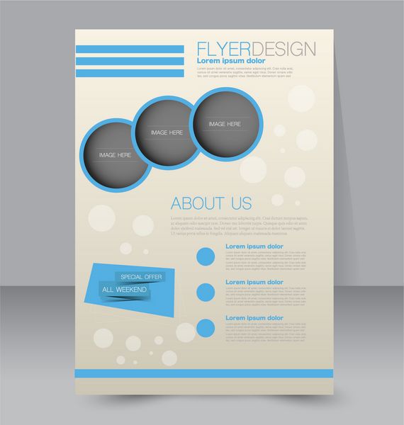 قالب برگه جزوه تجاری پوستر A4 قابل ویرایش برای طراحی آموزش ارائه وب سایت جلد مجله رنگ آبی