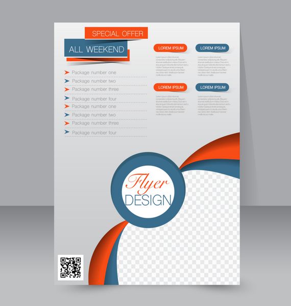 قالب برگه جزوه تجاری پوستر A4 قابل ویرایش برای طراحی آموزش ارائه وب سایت جلد مجله رنگ آبی و نارنجی