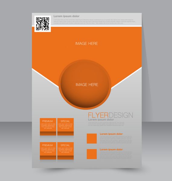 قالب برگه جزوه تجاری پوستر A4 قابل ویرایش برای طراحی آموزش ارائه وب سایت جلد مجله رنگ نارنجی