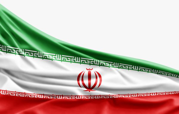 پرچم ایران در زمینه خاکستری
