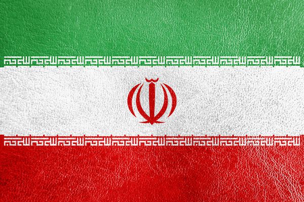 پرچم ایران بر روی بافت چرم به سبک قدیمی نقاشی شده است