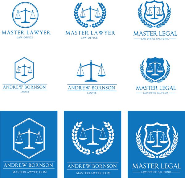 مجموعه آرم دفتر وکالت قاضی الگوی لوگوی شرکت حقوقی مجموعه ای از برچسب های قدیمی وکیل لوگوی کامل وکتور و آسان برای ویرایش قابل ویرایش