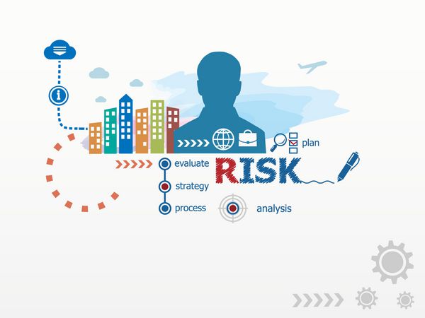 مفهوم ریسک و مرد تجاری تصویر طراحی مسطح برای تجارت مشاوره امور مالی مدیریت حرفه