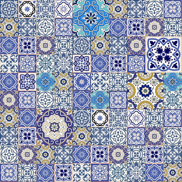 الگوی تکه کاری بدون درز فوق العاده زیبا از کاشی های رنگارنگ مراکشی زیور آلات می تواند برای کاغذ دیواری پر کردن الگو پس زمینه صفحه وب بافت های گشت و گذار استفاده شود