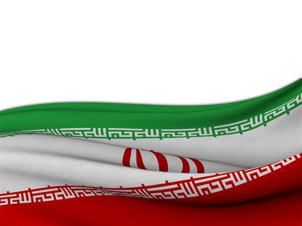 پرچم ایران با طرح موج دریا در زمینه سفید