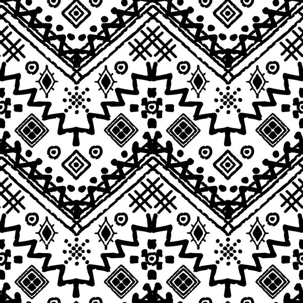 الگوی بدون درز بوهو هنر قبیله ای چاپ هندسی قومی تکرار بافت پس زمینه در سیاه و سفید پارچه طرح پارچه کاغذ دیواری بسته بندی