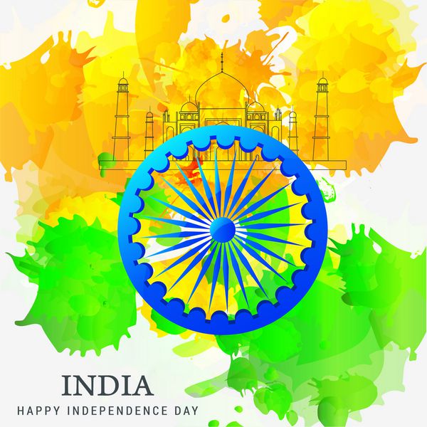 وکتور پس زمینه جشن روز استقلال هند با چرخ آشکا