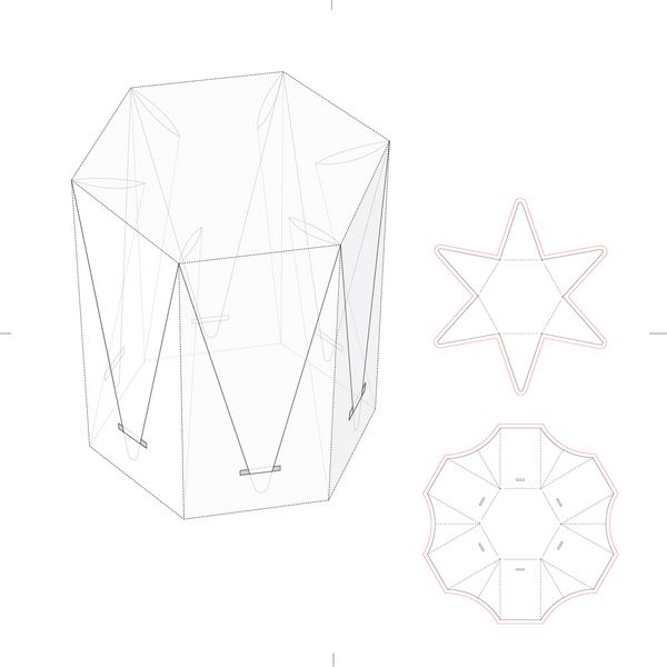 جعبه آب نبات شش ضلعی با طرح اولیه