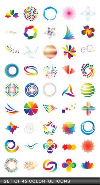 عناصر طراحی هویت برند رنگارنگ نمادها و نمادهای وکتور مانند لوگو