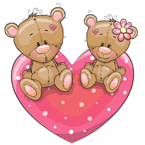 کارت ولنتاین با خرسهای عاشقان و قلب