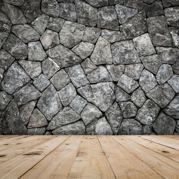 دیوار سنگی برای فضای داخلی اتاق با کف چوبی