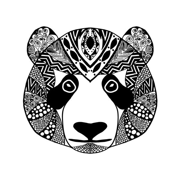 پاندای سبک زنتاگل حیوانات ابله سیاه و سفید کشیده شده با دست وکتور با الگوهای قومی طراحی تاتو آفریقایی هندی توتم طرحی برای آواتار پوستر چاپ یا تی شرت