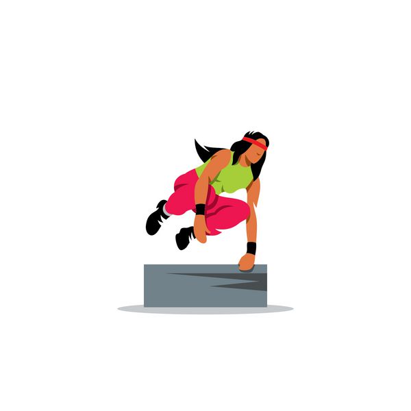 ورزشکار پارکور در حال پریدن از روی رودخانه دویدن رایگان جوانان ورزش و مفهوم سبک زندگی وکتور الگوی طراحی لوگوی شرکتی هویت برندینگ جدا شده در پس زمینه سفید