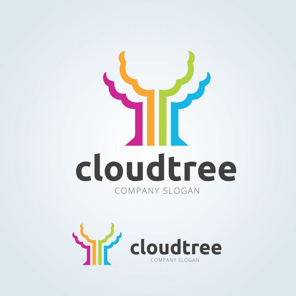 آرم درخت ابر آرم محاسبات ابری آرم درختی آرم آموزشی الگوی لوگوی برداری