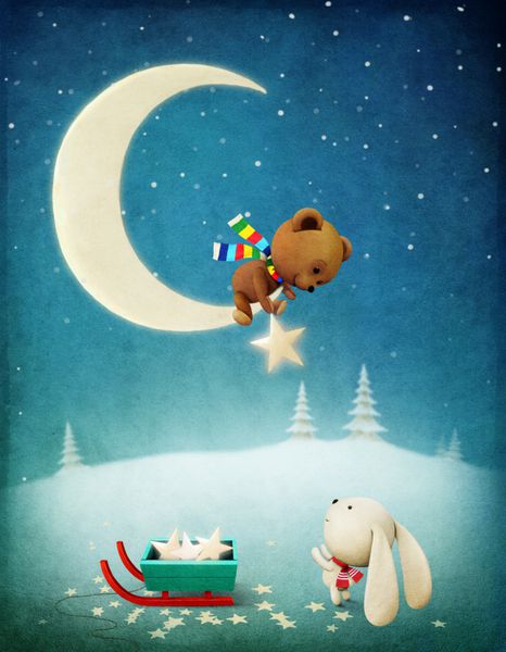 کارت تبریک یا پوستر خرس و اسم حیوان دست اموز ماجراجویی کریسمس