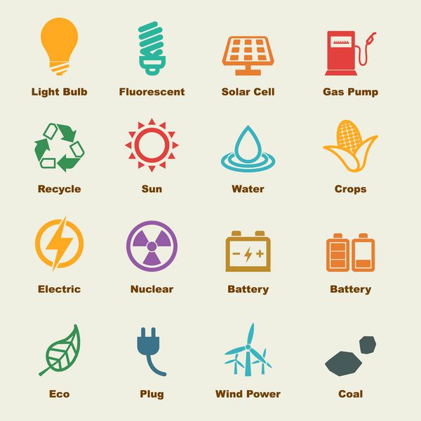 عناصر انرژی نمادهای اینفوگرافیک برداری