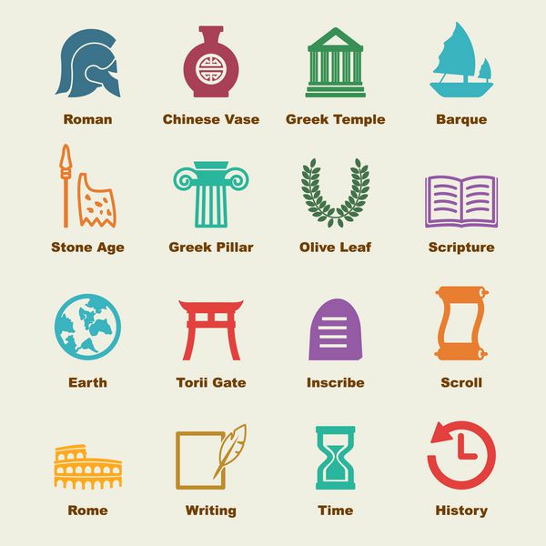 عناصر تاریخ نمادهای اینفوگرافیک برداری