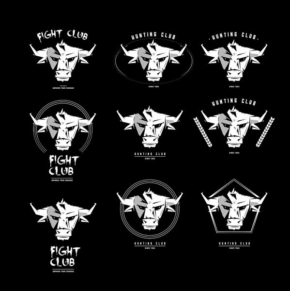 نشان تک رنگ سیاه و سفید نماد لوگوتایپ علامت نشان برچسب پوستر یک گاو نر بوفالو گاو هویت تی شرت پارچه پارچه پوشاک استفاده از چاپ