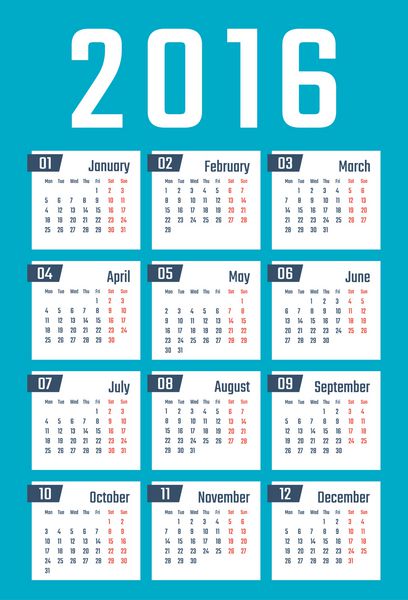 تقویم وکتوری سال 2016 اروپا