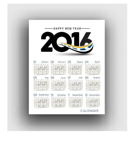 طراحی تقویم سال نو مبارک 2016
