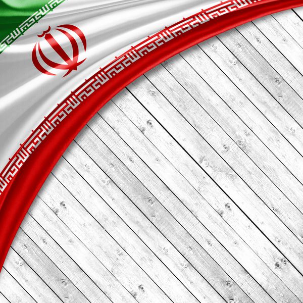 پرچم ابریشم ایران با کپی برای متن یا تصاویر شما و پس زمینه چوبی