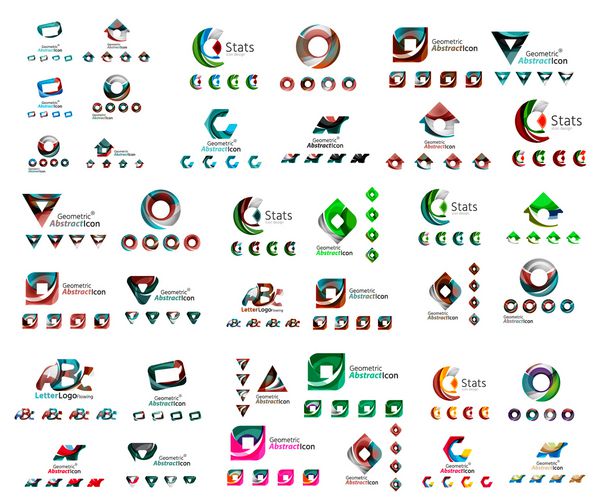 مجموعه جهانی لوگوهای انتزاعی کسب و کار برنامه قالب نماد طراحی وب - حلقه ها اشکال هندسی و موارد دیگر