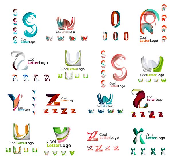 وکتور انتزاعی لوگوی شرکت مجموعه مگا حروف تایپوگرافی و سایر عناصر امواج خطوط مجموعه آیکون های مختلف جهانی برای هر ایده