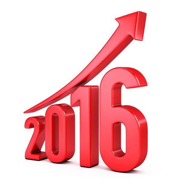 سال قرمز 2016 با فلش رو به بالا - مفهوم رشد