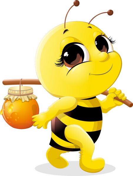 زنبوری زیبا که یک گلدان عسل را روی چوب حمل می کند