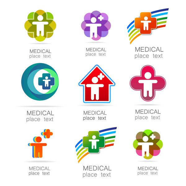 آرم پزشکی - مفهوم علامت گذاری یک موسسه پزشکی یک مرکز بنیاد سازمان انجمن بیمارستان مجموعه وکتور