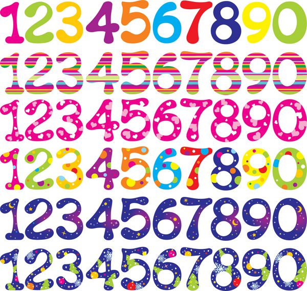 مجموعه اعداد با الگوهای انتزاعی تصاویر وکتور