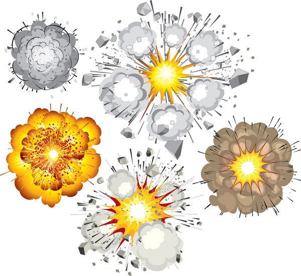 مجموعه ای از انفجارهای مختلف بردار انفجار بمب سوخت دینامیت گاز فوران