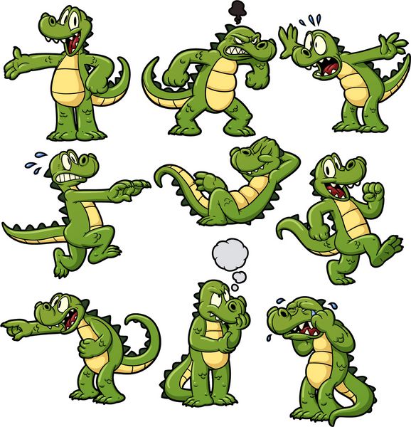 نه تمساح کارتونی همه را می توان به طور جداگانه استفاده کرد زیرا روی لایه های مختلف PLD هستند