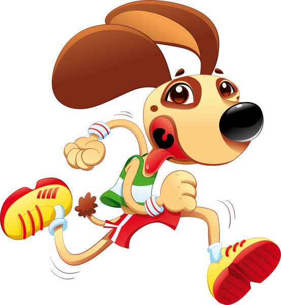 سگ بامزه می دود وکتور و شخصیت کارتونی شی ایزوله شده