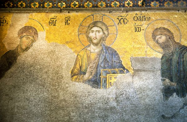 موزاییک عیسی مسیح در کلیسای قدیمی ایاصوفیه در استانبول ترکیه یافت شد